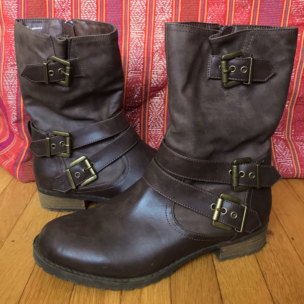 Size 10, brown Diba biker boots